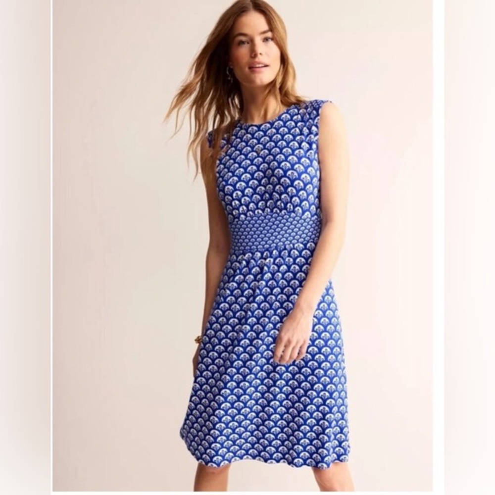 Boden Thea Bluesurf Strapless Patterned Fit-and-Flare Dress - NWT - us 2P